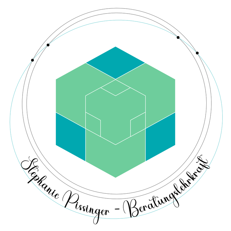 Das Bild zeigt das Logo unserer Beratungslehrerin. Es zeigt einen Würfel und den Titel "Stephanie Pissinger - Beratungslehrkraft"